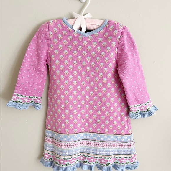 Hanna Andersson Other - Hanna Andersson Fair Isle design pink/blue sweater dress sz 2
